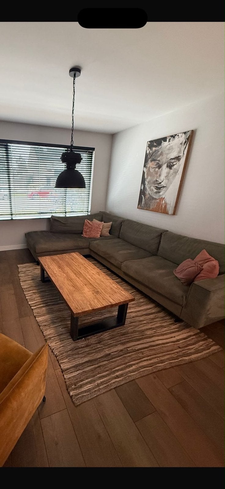 Comfortabele Hoekbank Jonas Goossens Olijfgroen, Ophalen, 250 tot 300 cm, Hoekbank, 75 tot 100 cm