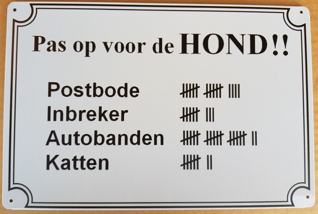 Pas op voor de hond! reclamebord van metaal wandbord deco, Info@deconoord.nl, Deco Noord, Nieuw, Ophalen of Verzenden