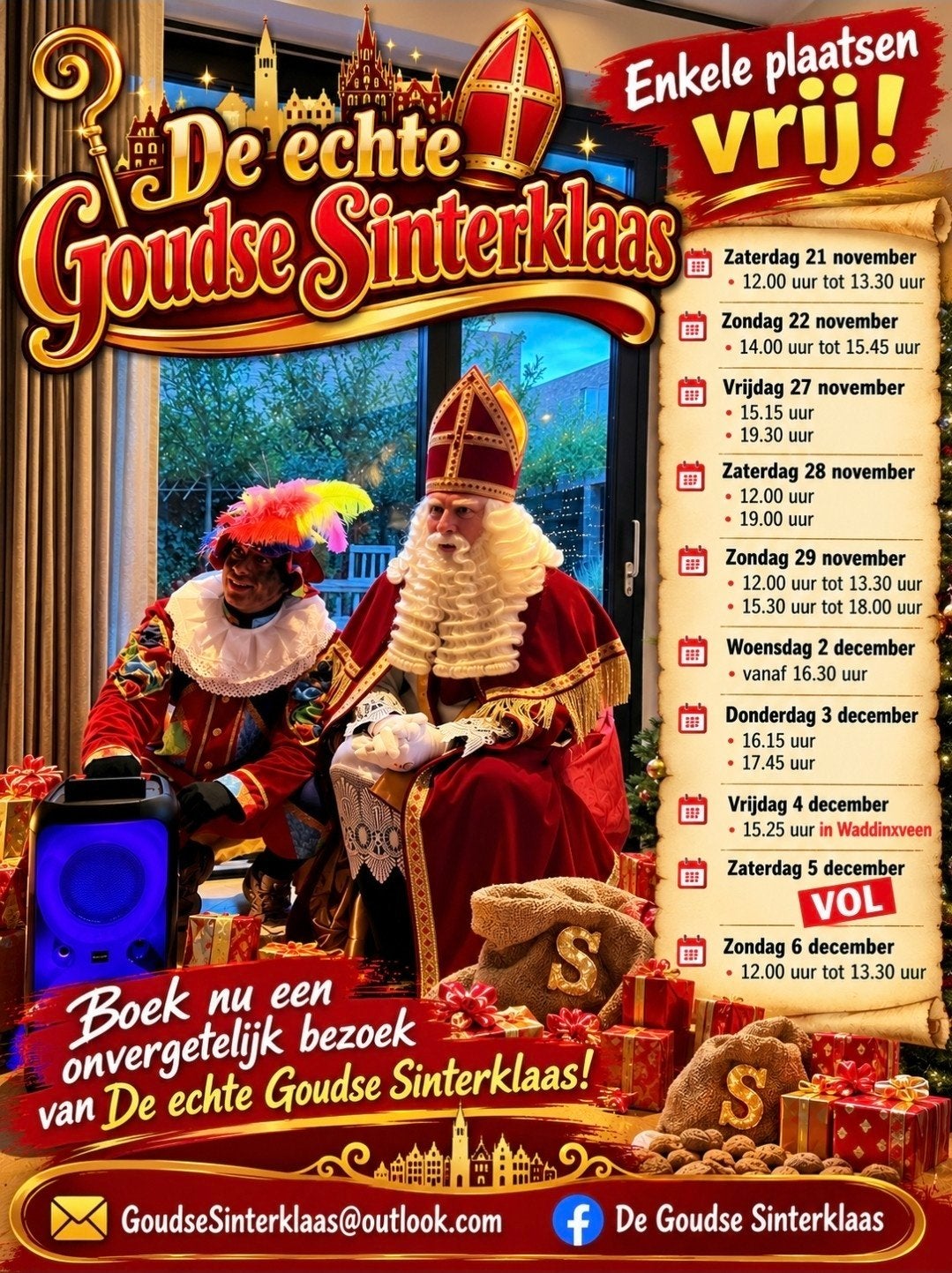 Goudse Sinterklaas heeft 4 december om 15.25 plekje vrij, Ophalen of Verzenden