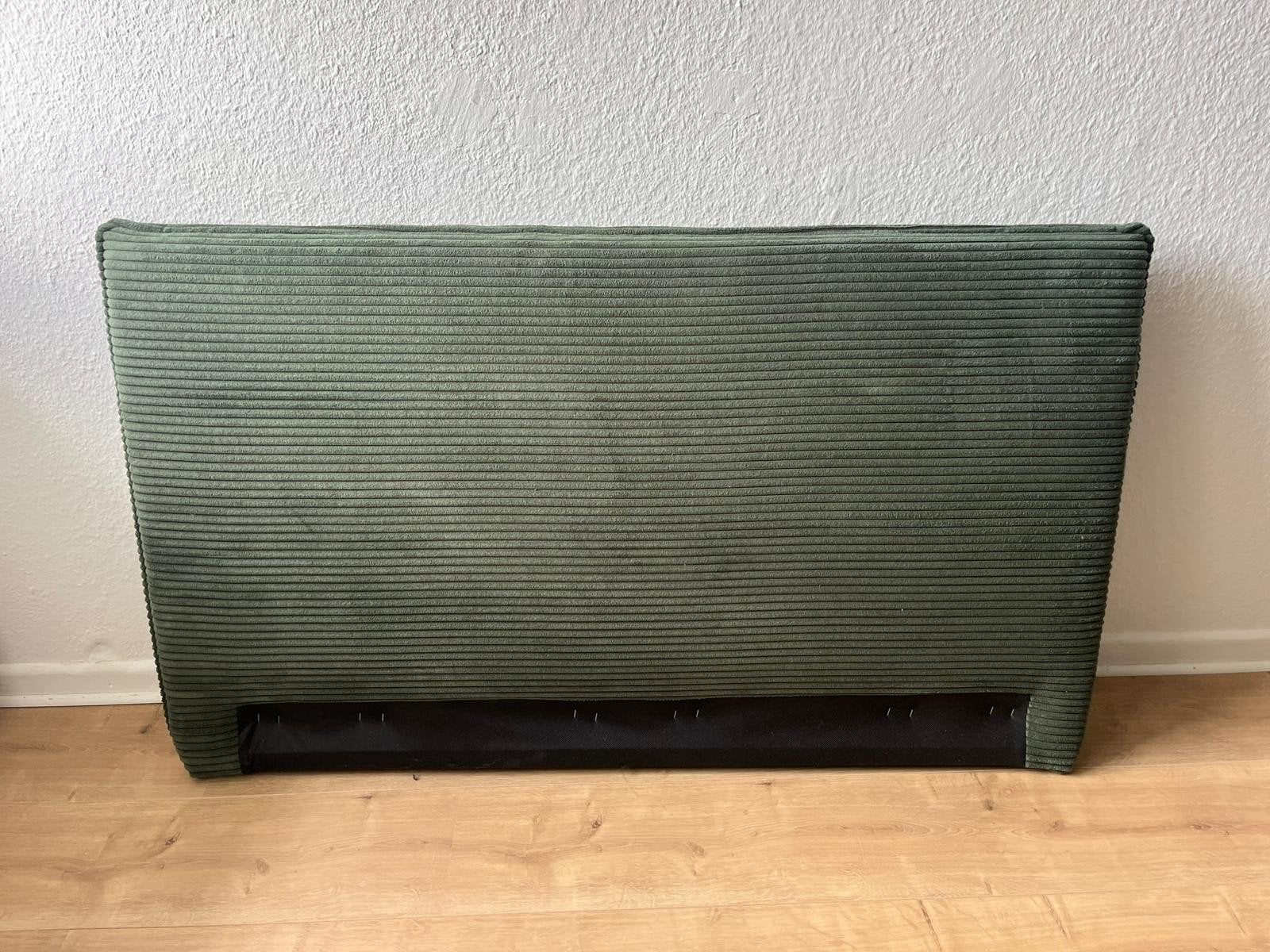 Groen corduroy bedhoofd/hoofdbord, Huis en Inrichting, Slaapkamer | Bedden, Ophalen, Modern, Retro, 120 cm, Stof