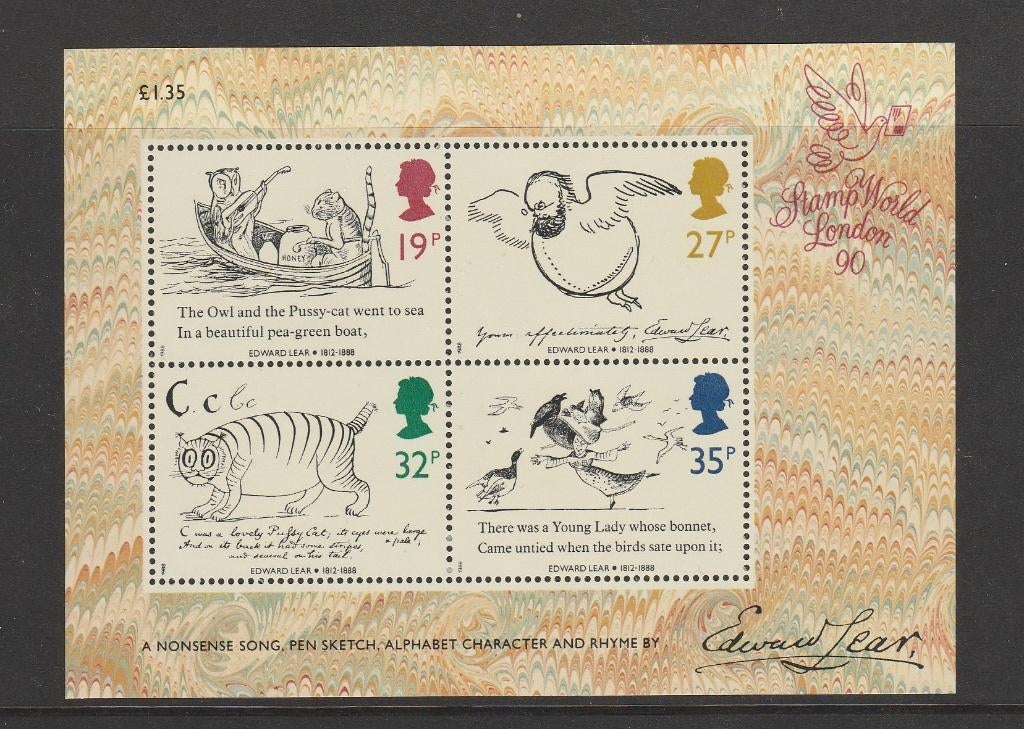 Engeland blok Edward Lear's Death (1988)., Postzegels en Munten, Postzegels | Europa | UK, Verzenden, Postfris