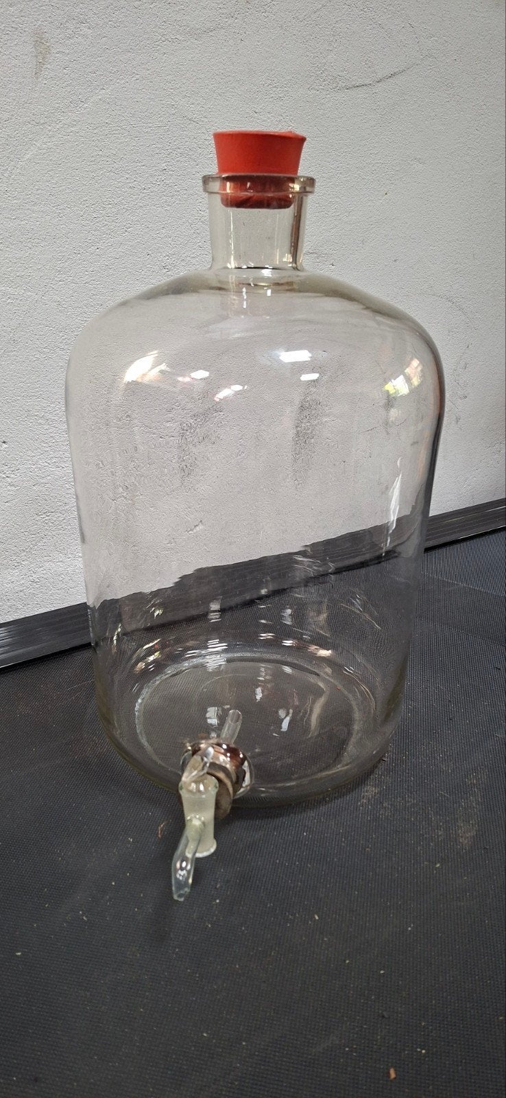 Grote Oude Gistfles met Kraan - Vintage Glazen Fles, Antiek en Kunst, Ophalen