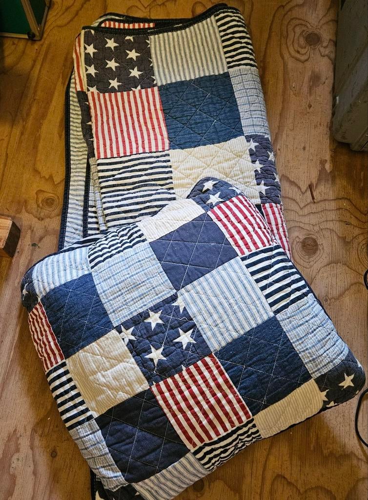 Amerikaanse Deken & Kussen Set, Huis en Inrichting, Eenpersoons, Blauw, Ophalen of Verzenden, Deken of Dekbed