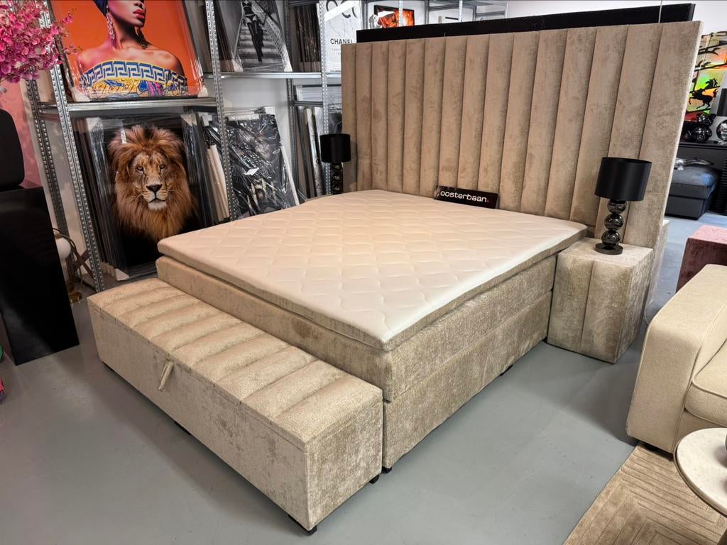 Luxe Velvet Teddy Boxspring Laura 180x200cm Compleet - NIEUW, Huis en Inrichting, Info@oosterbaanwonen.nl, Ophalen of Verzenden