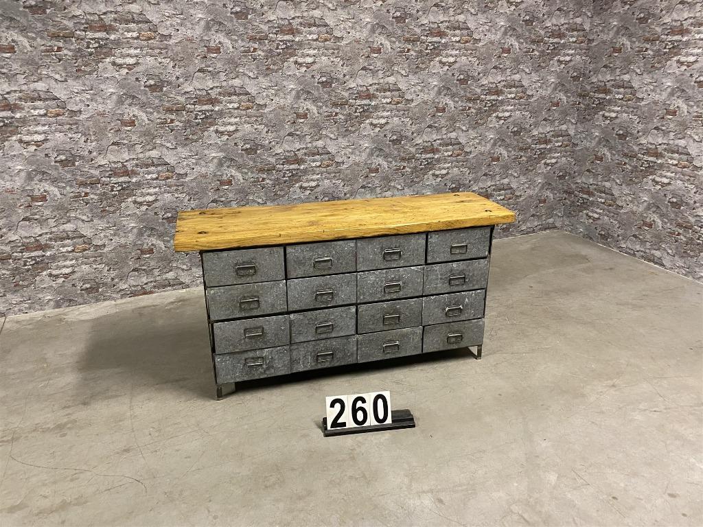 Industriële retro vintage ladeblok | Werkbank nr.260, Antiek en Kunst, Antiek | Meubels | Kasten, Ophalen of Verzenden