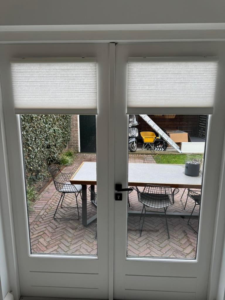 2x plisségordijn 180x60 cm, Ophalen, 50 tot 100 cm, Zo goed als nieuw, Crème