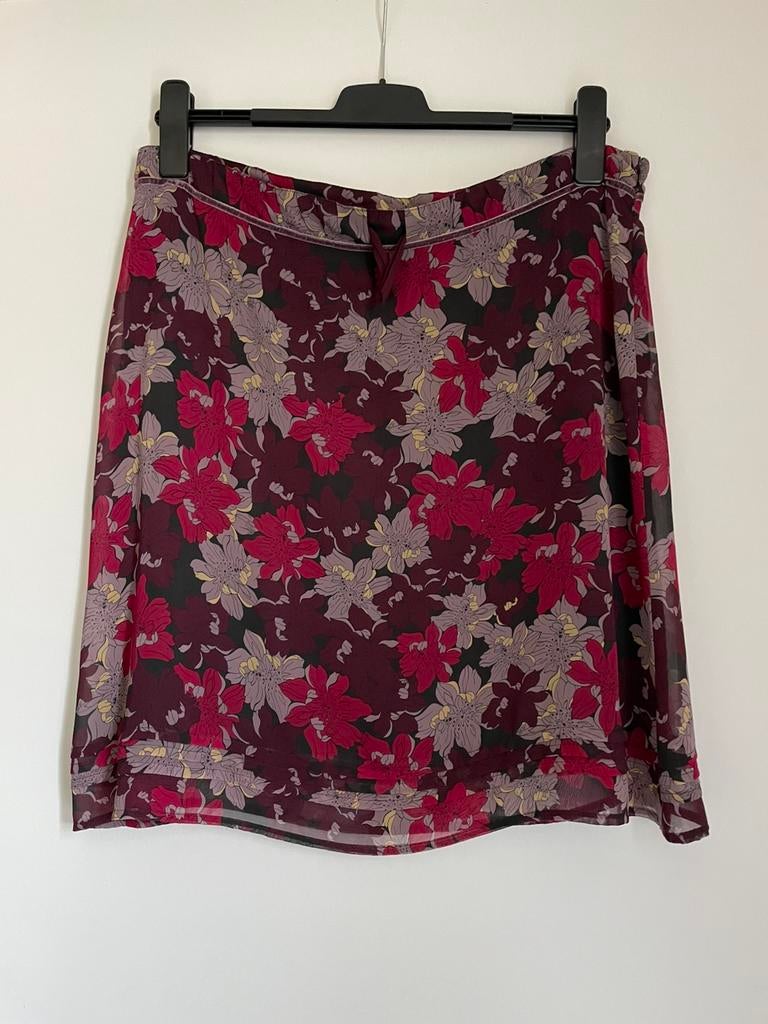 Rode bloemenrok Esprit 42, Kleding | Dames, Rokken, Zo goed als nieuw, Maat 42/44 (L), Rood, Knielengte, Ophalen of Verzenden