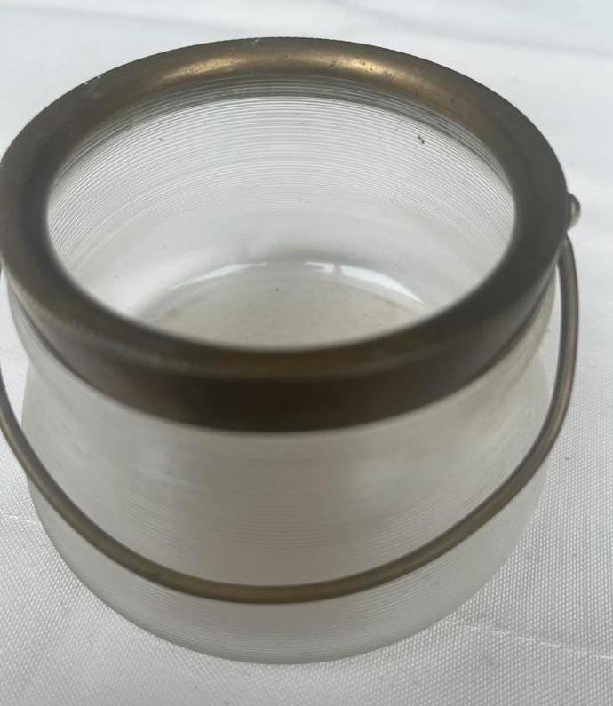 Fries draadglas suikerpot met metalen rand, Ophalen of Verzenden