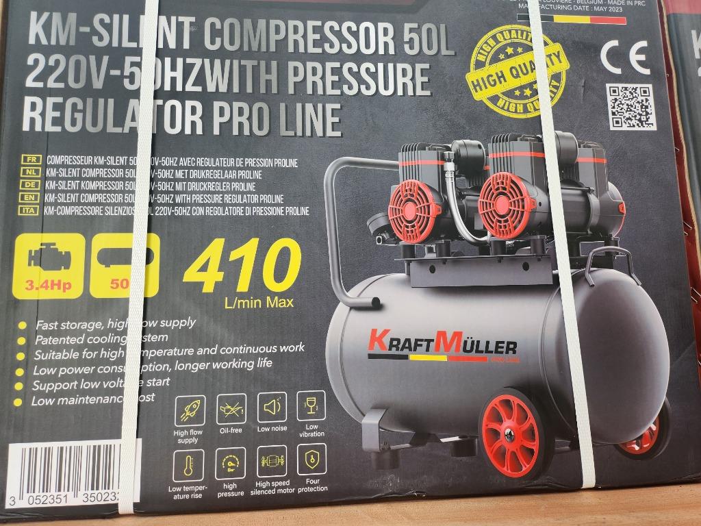 compressor kraftmuller pro-line 50L 3,4 HP low noice 4 cilin, Ophalen of Verzenden, Nieuw