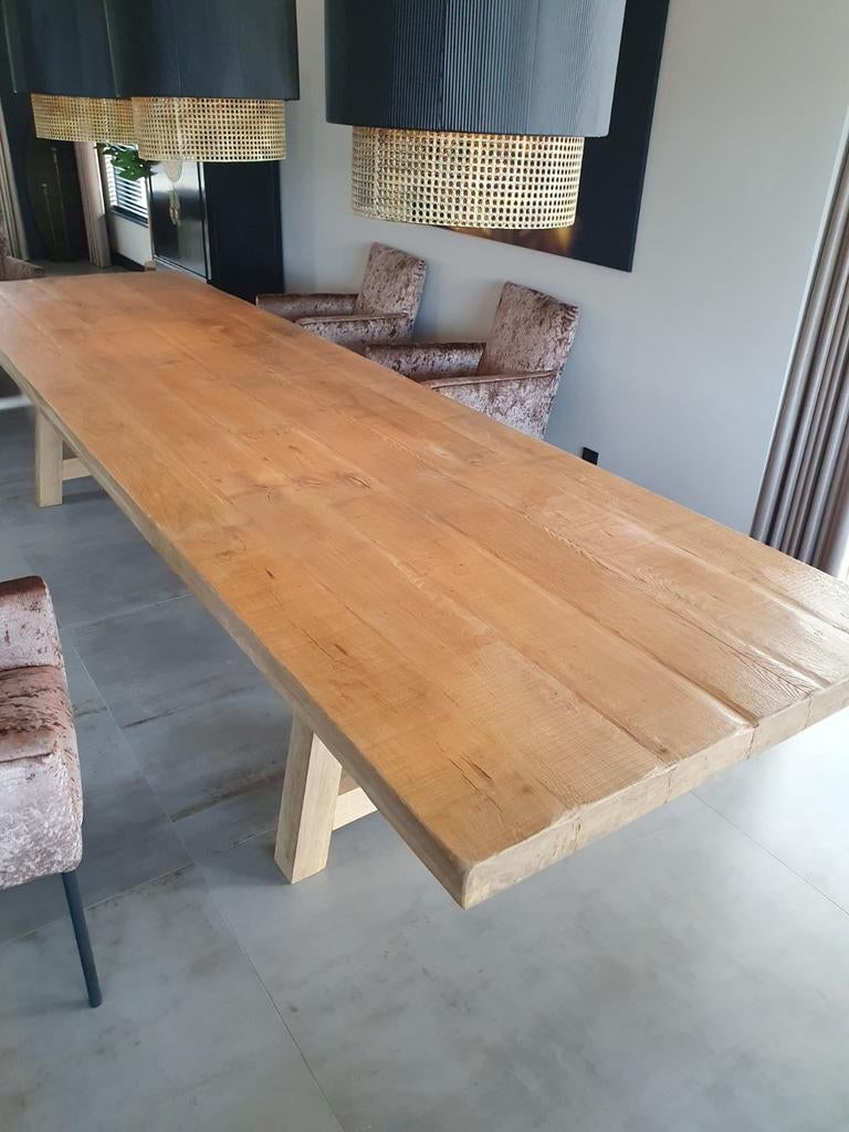 robuuste ovale eettafel stoer oud houten tafel, Vijf personen of meer, Robuust landelijk, Grenenhout, Overige vormen
