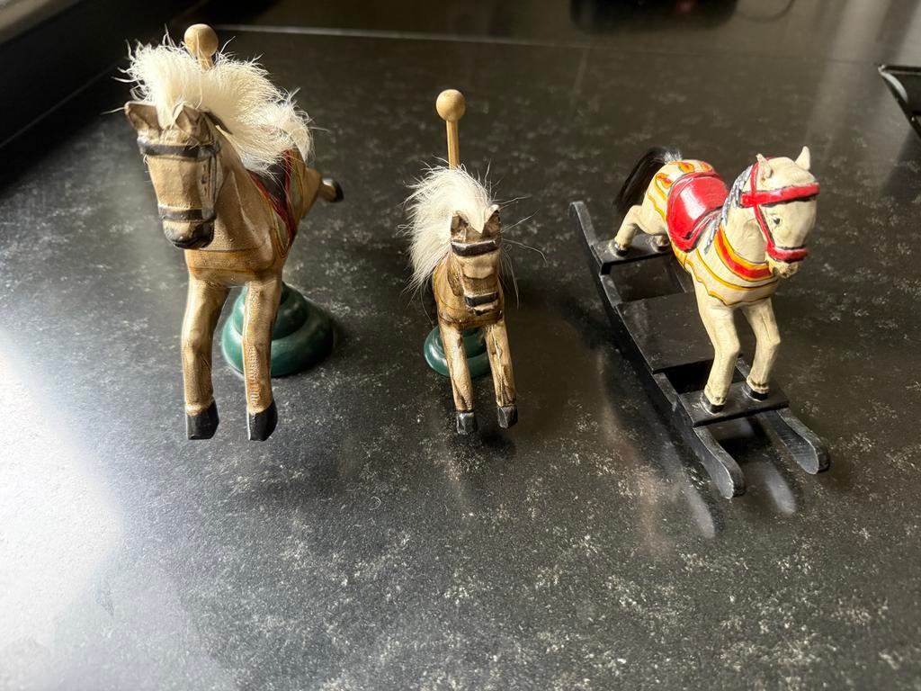 Vintage Houten Paardjes Decoratie Set, Ophalen of Verzenden, Gebruikt