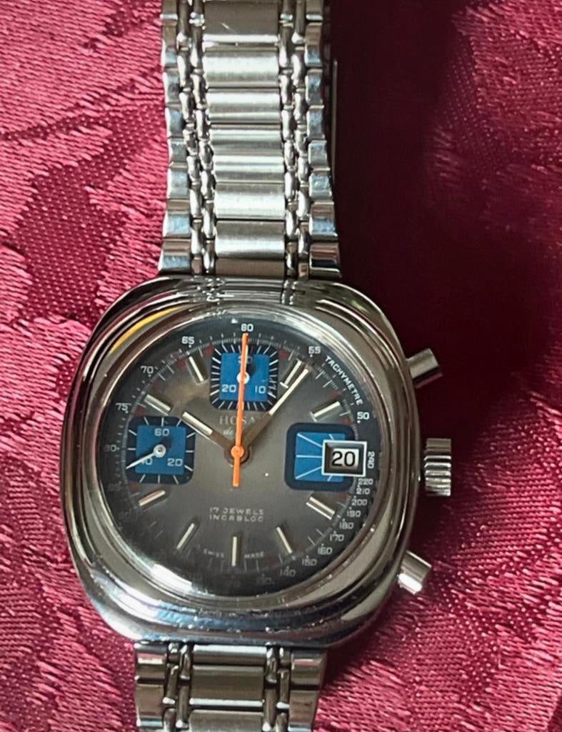 Hosam horloge Valjoux 7765, Ophalen of Verzenden, Staal, Overige merken, 1960 of later