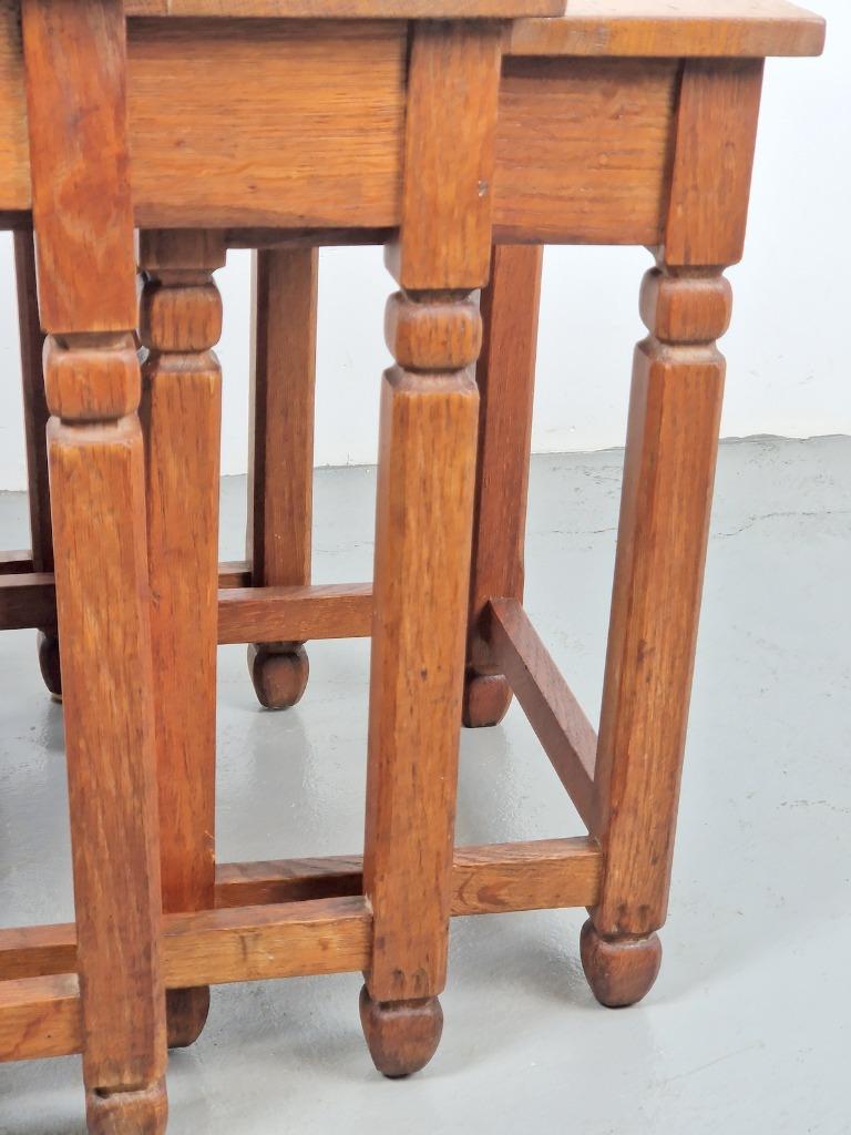 Art deco Eiken brutalist 3 bijzettafel mimiset ’20 Japandi, 45 tot 60 cm, Minder dan 55 cm, N, Ophalen of Verzenden