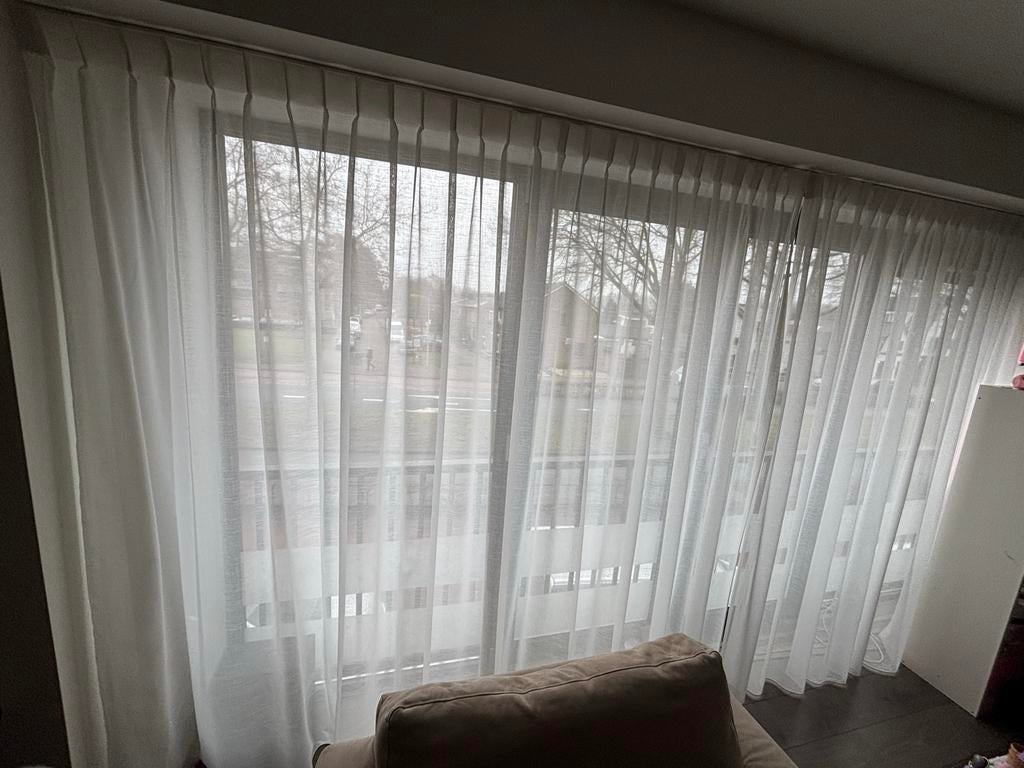In-between/Vitrage gebroken wit 425x215 incl rails 1 geheel, Wit, Ophalen of Verzenden, Zo goed als nieuw, 200 cm of meer