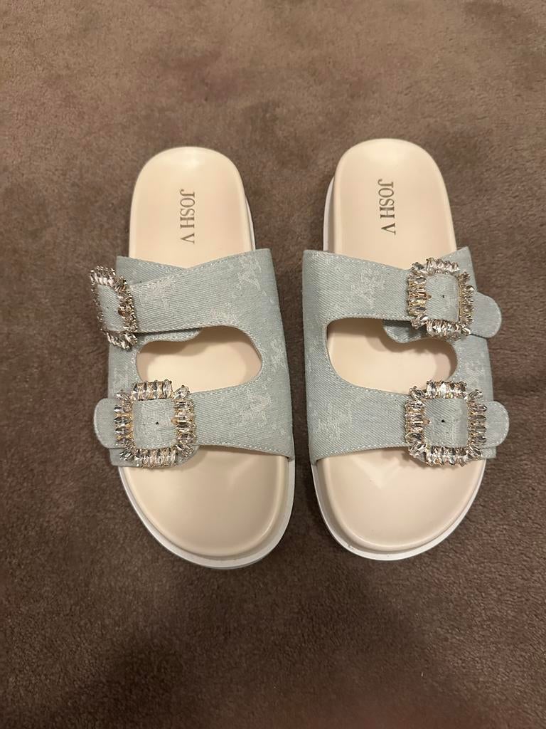 Josh V Slippers met strass, Ophalen of Verzenden, Zo goed als nieuw, Blauw, Slippers