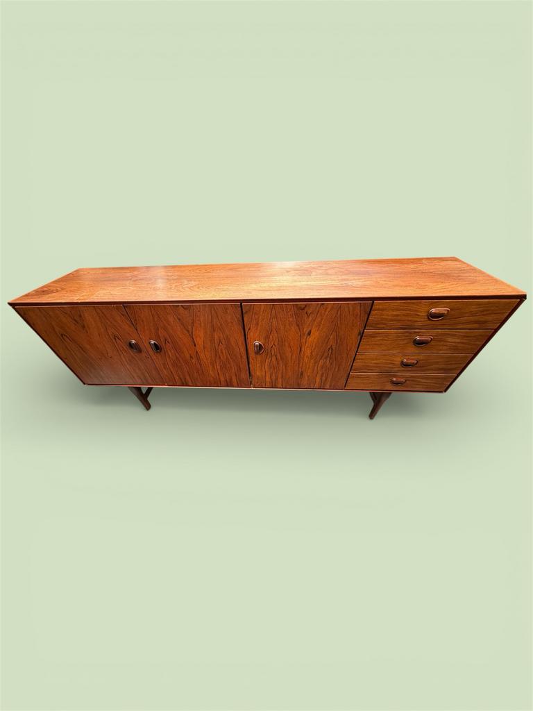 Vintage Lowboard Dressoir - Stijlvol en Functioneel, Ophalen, Gebruikt, Teakhout, 200 cm of meer