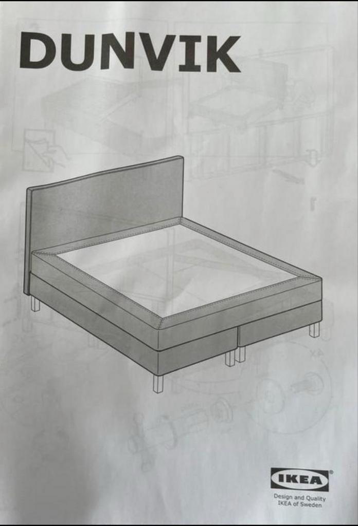 Ikea DUNVIK boxspring 180x200 - Donkergrijs, Huis en Inrichting, Ophalen, Tweepersoons, Zo goed als nieuw, 180 cm