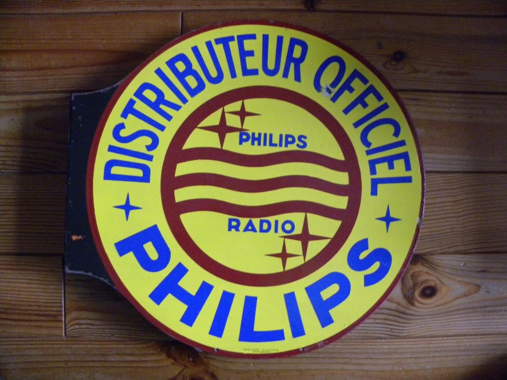 Philips tweezijdig emaille  uithangbord, Ophalen of Verzenden, Gebruikt, Reclamebord