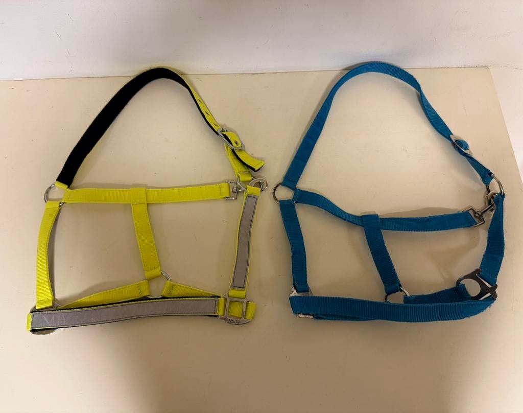 HALSTER Fluor geel Harry’s Horse Showmaster blauw FULL/Paard, Dieren en Toebehoren, Ophalen of Verzenden, Zo goed als nieuw, Overige soorten