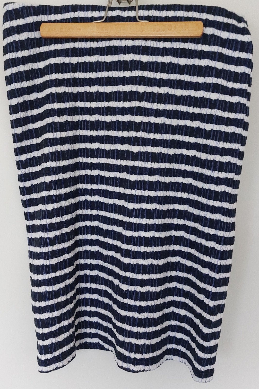 Gestreepte rok in marineblauw en wit, Maat 38/40 (M), Knielengte, Verzenden, Blauw