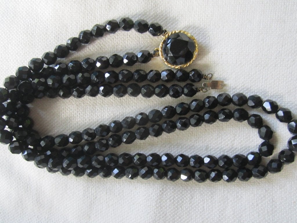50.  Schitterende oude ketting, French jet,  60 cm, Sieraden, Tassen en Uiterlijk, Ophalen, Overige materialen, Overige typen