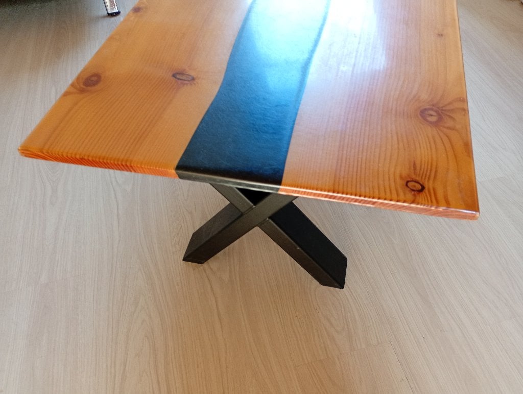 salontafel met epoxy 99x59 cm, Ophalen, Gebruikt, 50 tot 100 cm, 50 tot 100 cm