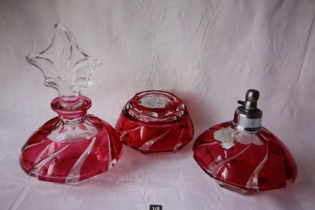 Antiek Val St Lambert Art Deco kaptafel set c 1930, Ophalen of Verzenden