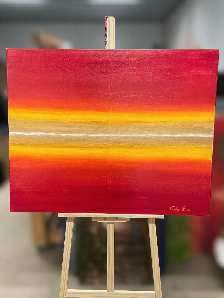 Red Horizon van Cathy Ruskin – handgeschilderd schilderij, Antiek en Kunst, Ophalen
