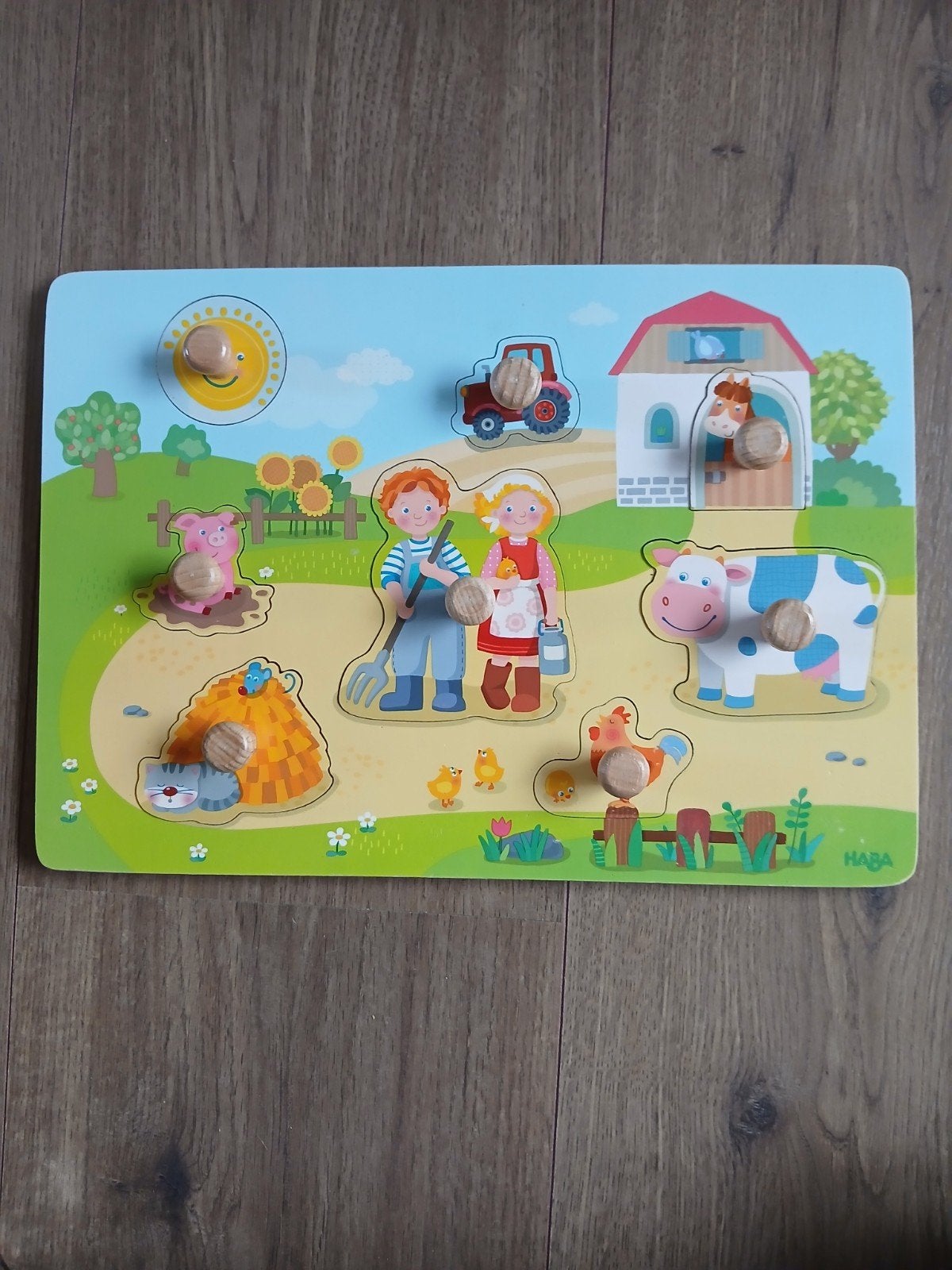 HABA Houten Boerderij Puzzel voor Peuters, Ophalen, 2 tot 4 jaar, Zo goed als nieuw, Van hout