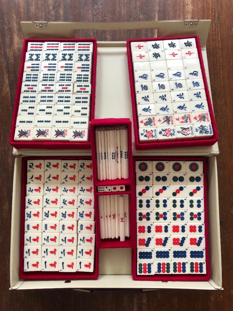 Bamboe Majong spel, Hobby en Vrije tijd, Gezelschapsspellen | Bordspellen, Drie of vier spelers, Ophalen of Verzenden, Zo goed als nieuw
