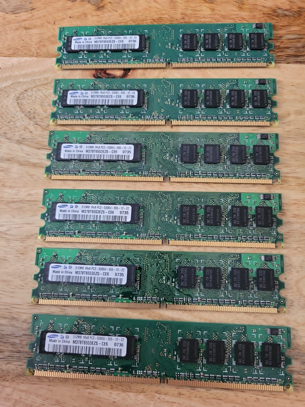 6x Samsung 512MB PC2-5300U DDR2 RAM Geheugenmodules, Gebruikt, Verzenden, DDR2, Desktop