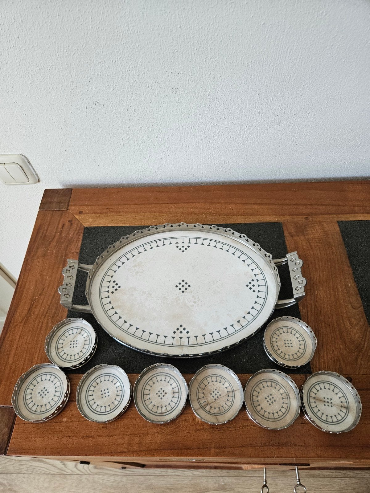 Art Deco Dienblad Met Onderzetters, Antiek en Kunst, Ophalen