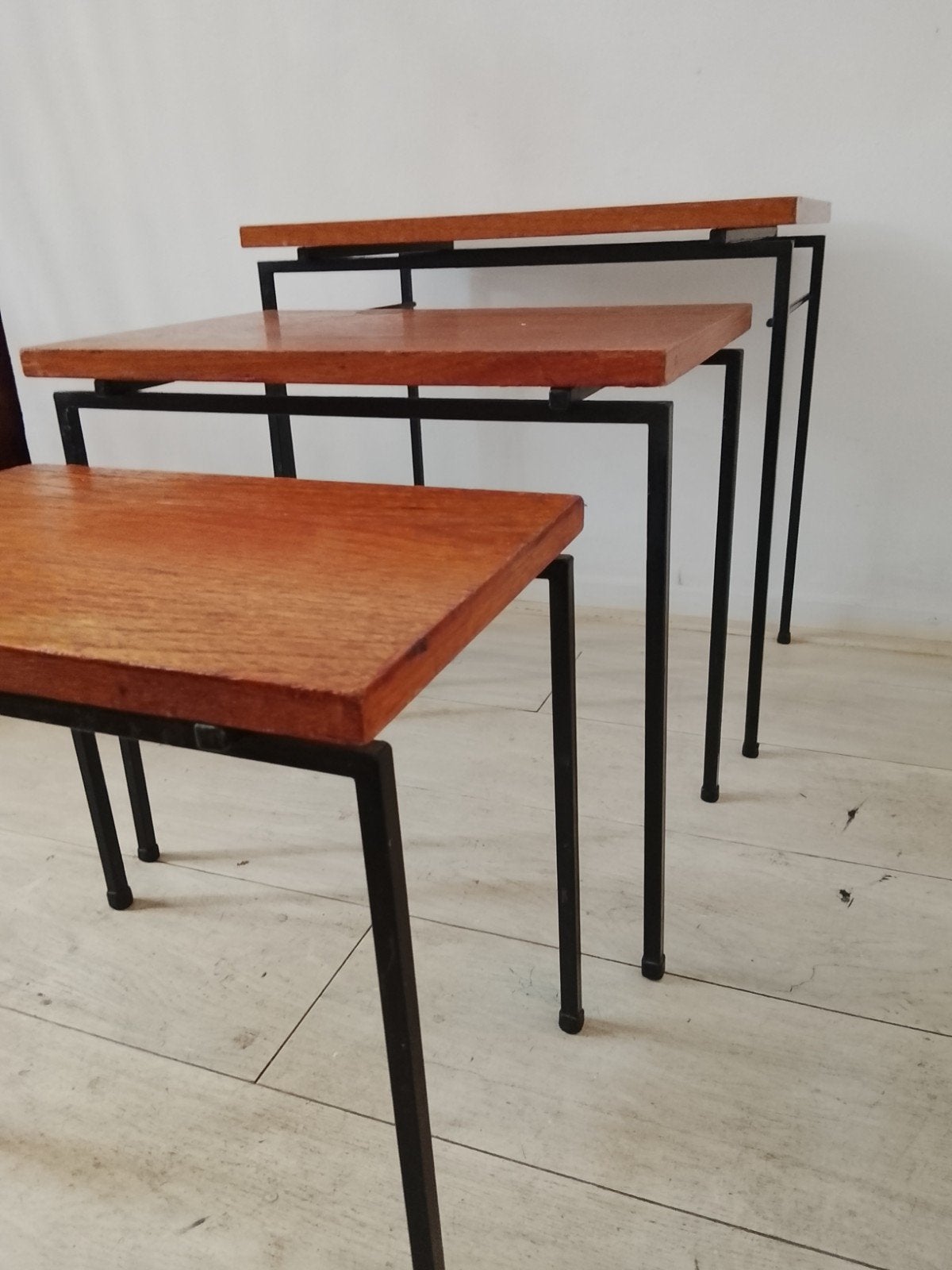 set 3 salontafel vintage retro Mimi set nesting pastoe, Ophalen, Gebruikt, 50 tot 100 cm, 50 tot 100 cm