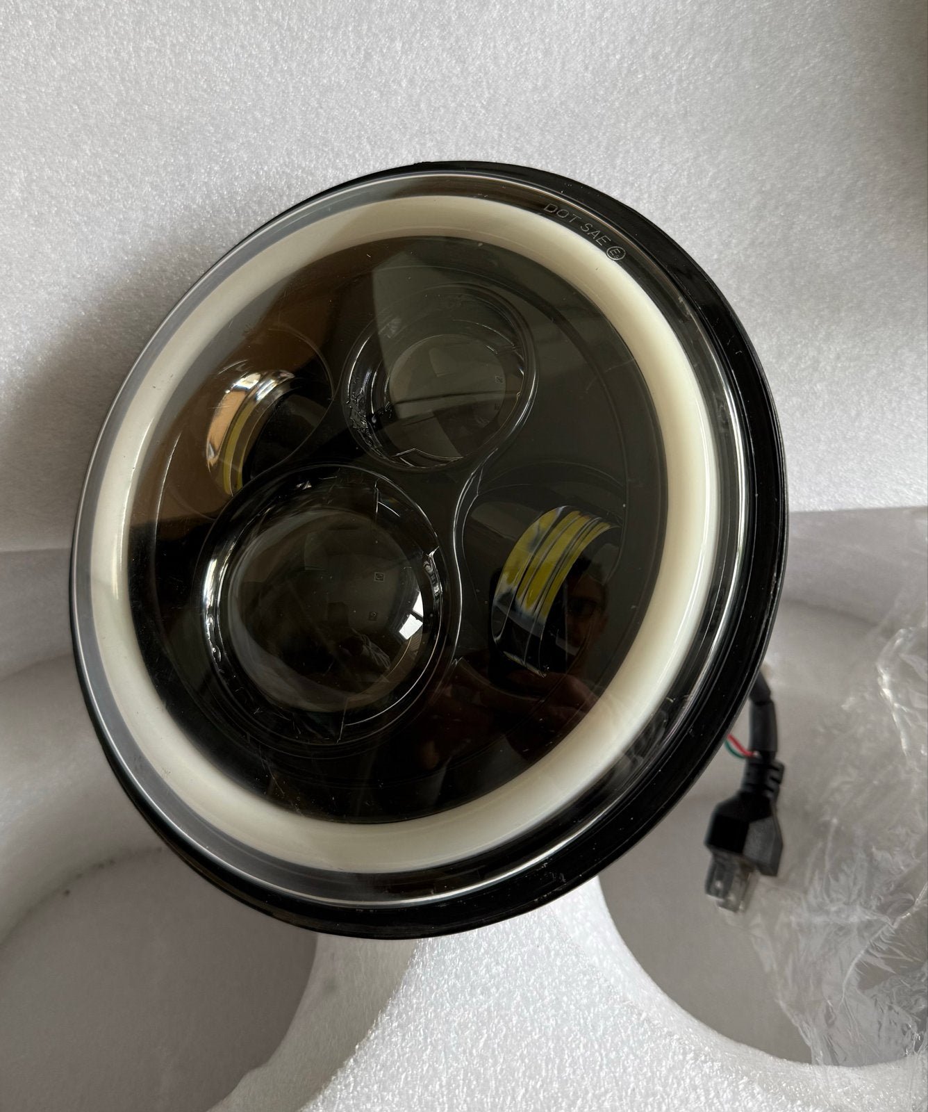 7 inch LED Koplamp met Dagrijverlichting (DOT SAE E), Motoren, Ophalen of Verzenden, Gebruikt