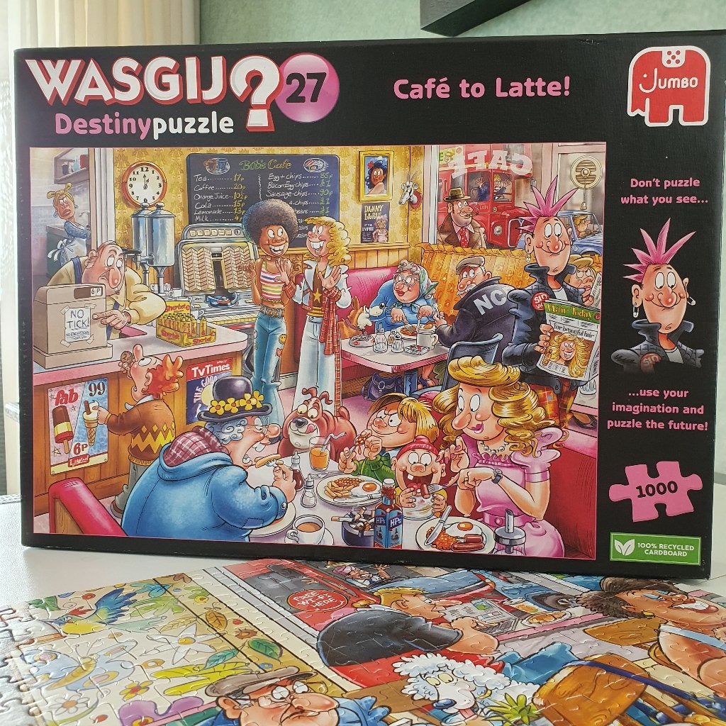 WASGIJ CAFE TO LATTE, Ophalen of Verzenden, 500 t/m 1500 stukjes, Zo goed als nieuw, Legpuzzel