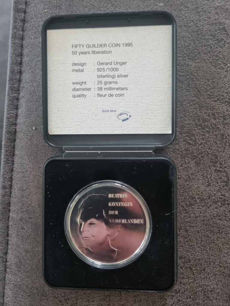 Nalatenschap: Zilveren 50 gulden munt, Ophalen of Verzenden, Koningin Beatrix, Zilver