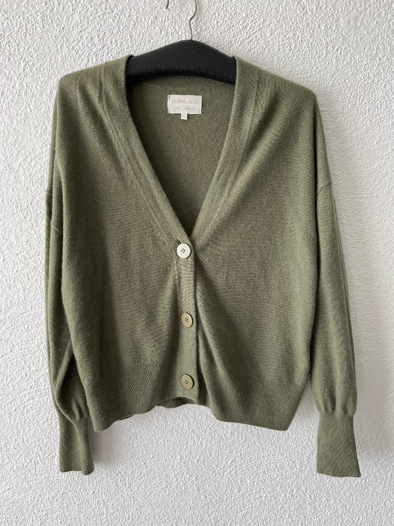 Les tricots de Léa cashmere groen cardigan vest, Verzenden, Zo goed als nieuw, Les Tricots de Léa, Maat 36 (S)