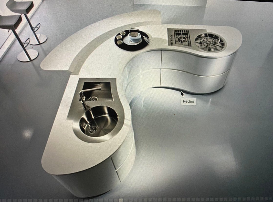 Modern italiaanse design keuken eiland wit Corian, Overige materialen, Wit, Overige typen, Ophalen of Verzenden