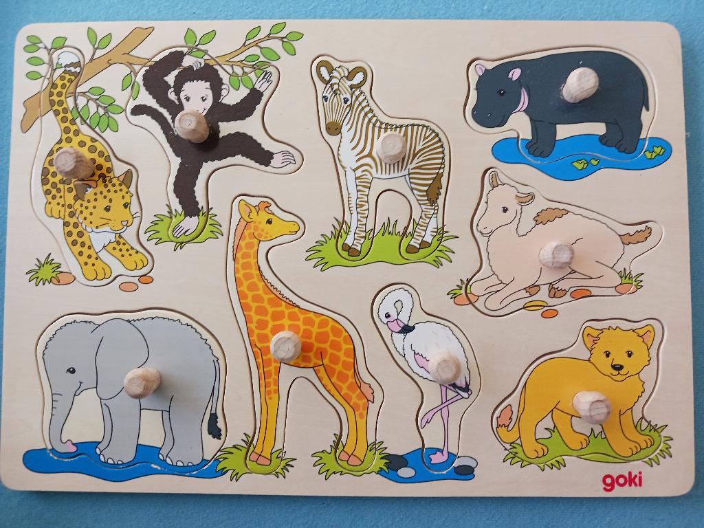 Goki houten puzzel, Kinderen en Baby's, Speelgoed | Kinderpuzzels, Ophalen of Verzenden, 10 tot 50 stukjes, Zo goed als nieuw