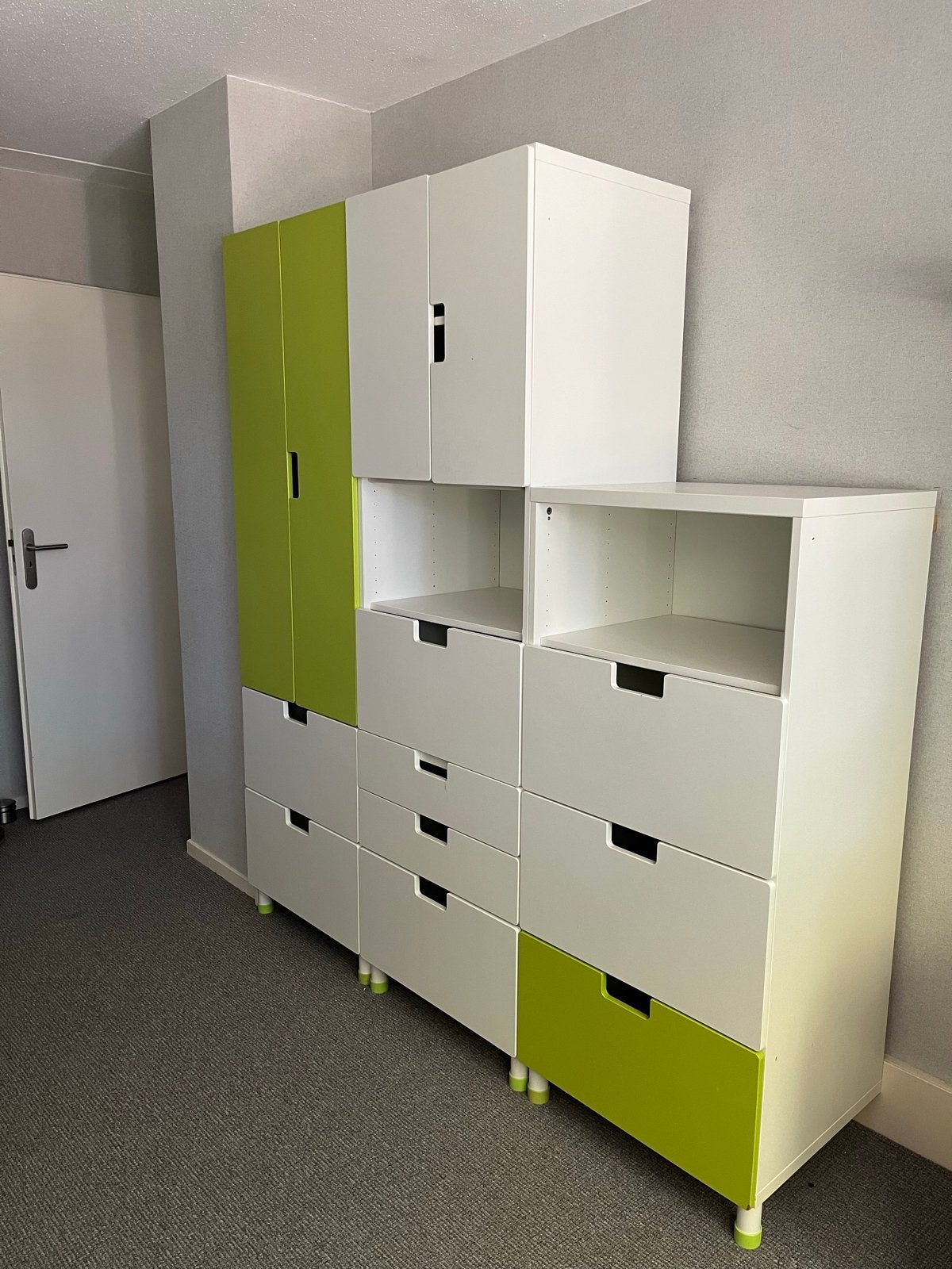 Gebruikte IKEA STUVA kledingkast/opbergkast wit en groen, Ophalen, Gebruikt, Kast, 50 tot 70 cm