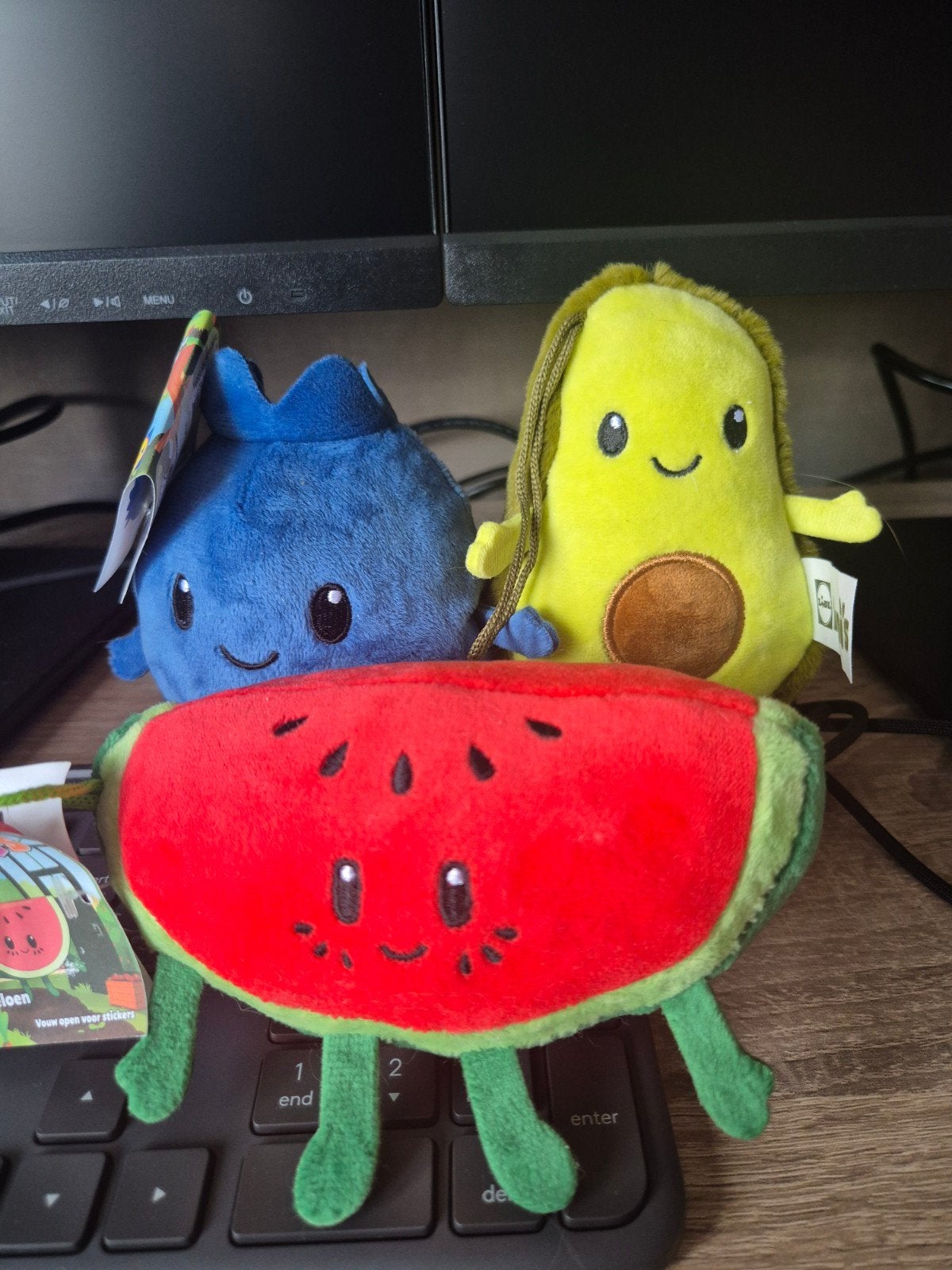 Lidl Mini's Knuffels: Avocado, Bosbes, Watermeloen (3 stuks), Lidl, Overige typen, Nieuw, Ophalen of Verzenden