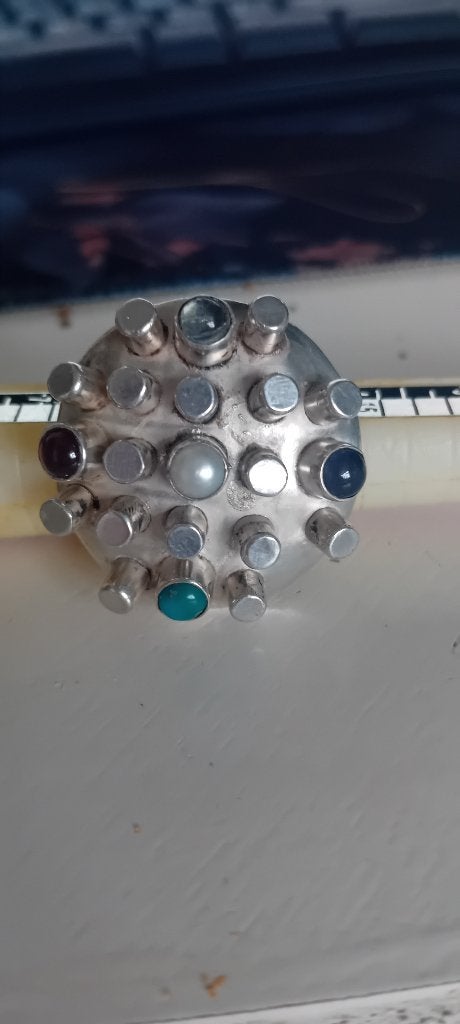 Zeer mooie "sputnik"style zilveren ring, Met edelsteen, Ophalen of Verzenden, Dame, Zilver