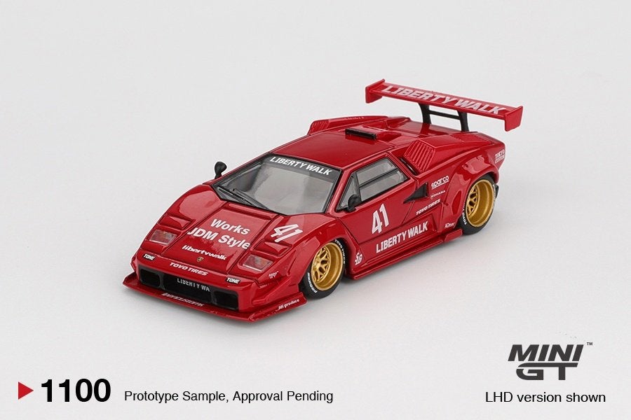 Mini GT 1:64 Lamborghini Countach LB - Works 2025 red, -, Nieuw, Ophalen of Verzenden, -