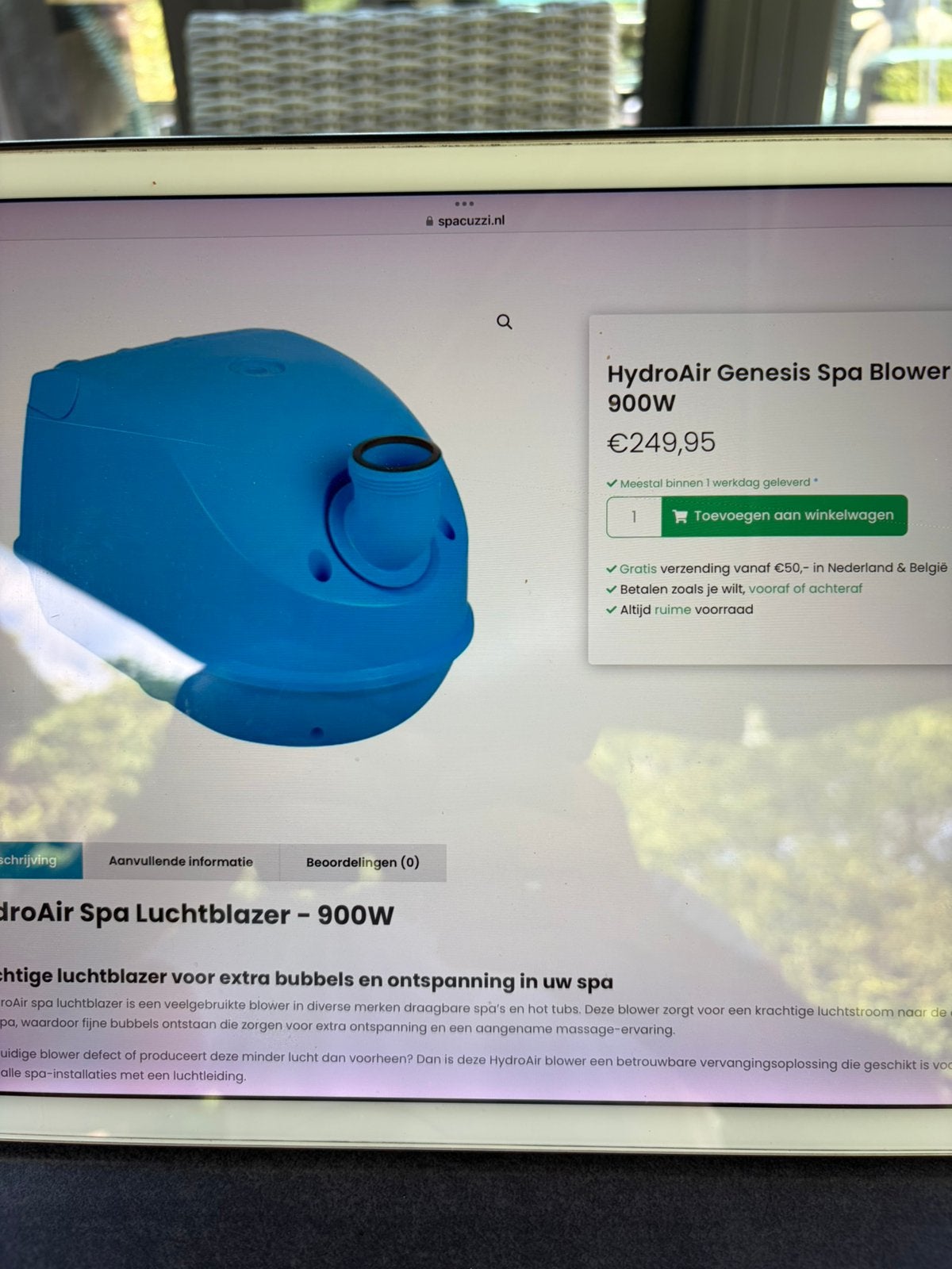 Hydro air genesis spa blower, Ophalen of Verzenden, Gebruikt, Overige typen