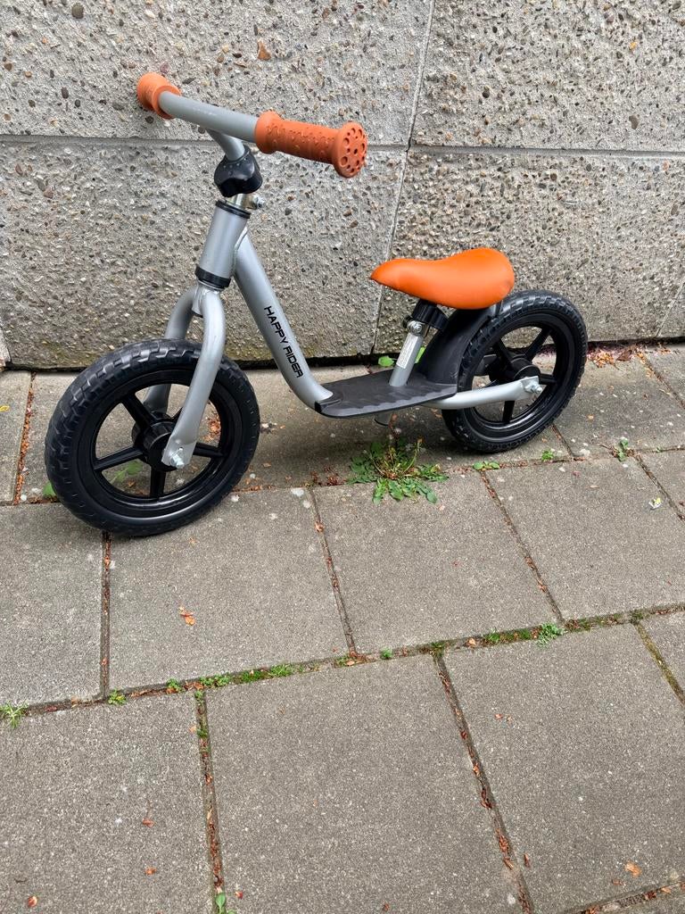 Happy Rider Loopfiets - Zilver/Oranje, Ophalen of Verzenden, Zo goed als nieuw, Loopfiets
