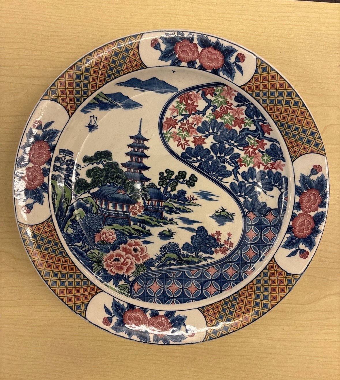 Vintage Japans decoratief bord - Goede staat, 36cm breed, Ophalen of Verzenden