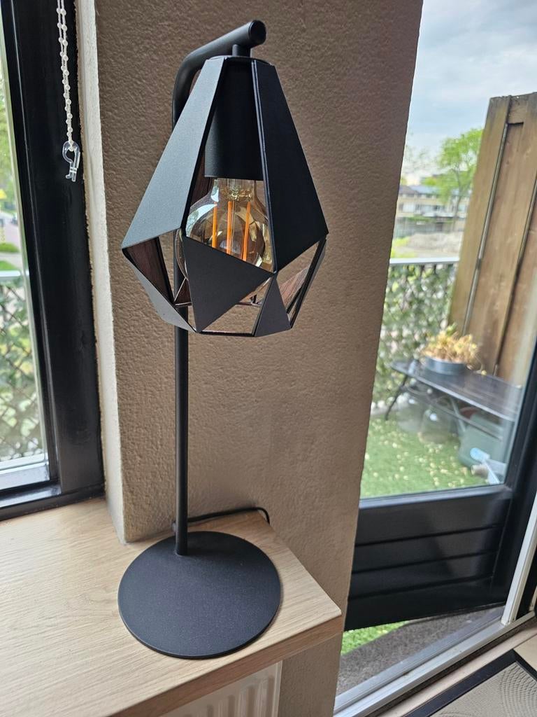 Eglo Carlton Tafellamp met LED Lamp - Zwart Metaal, Ophalen, Metaal, Minder dan 50 cm, Modern, Geometrisch