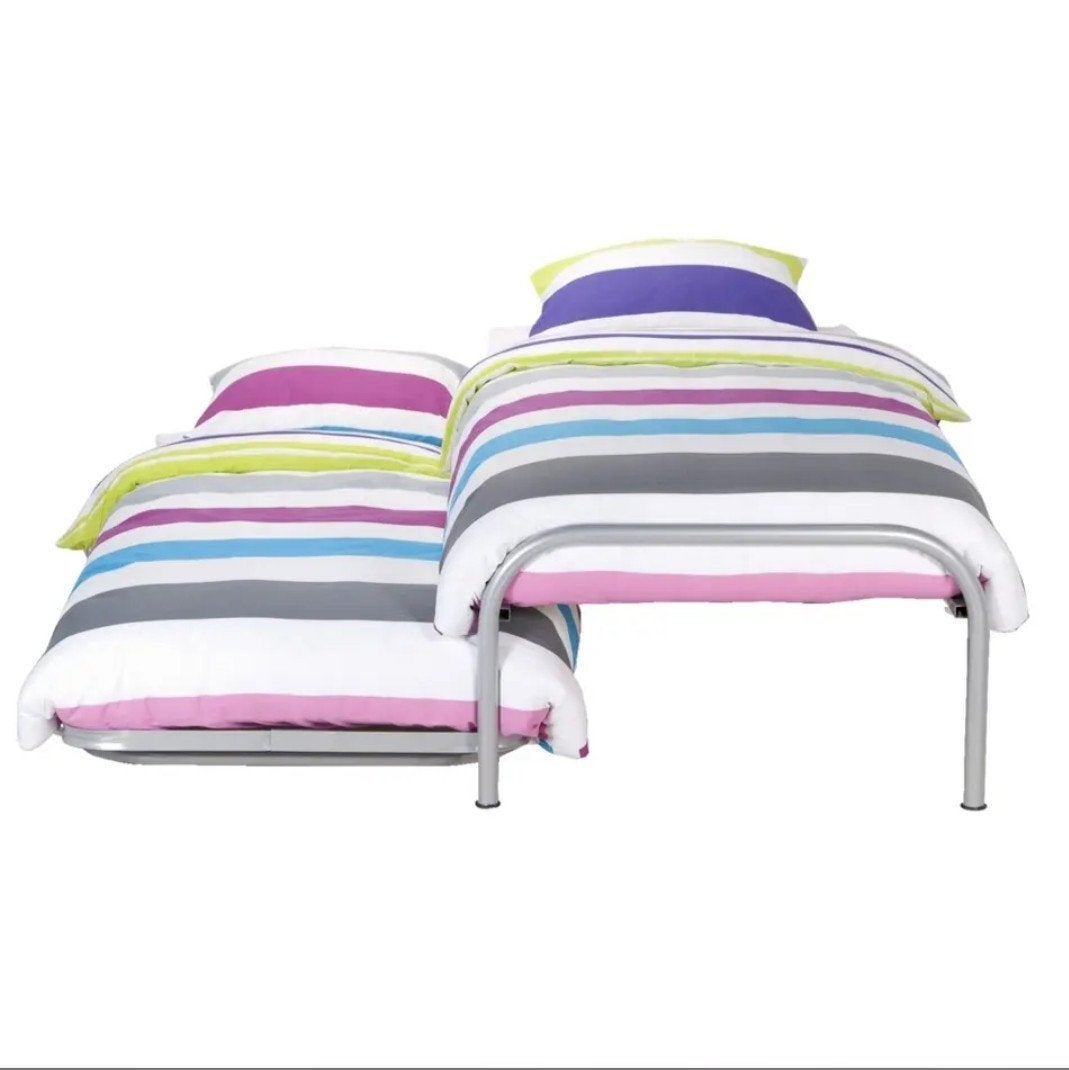 Metalen bed met onderschuifbed 90x200 (excl. matrassen), Huis en Inrichting, Slaapkamer | Bedden, Ophalen, Gebruikt, 90 cm, Eenpersoons