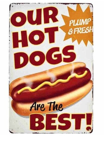 Hot Dogs Retro Metalen Bord (Plaat Vintage Reclame Snackbar), Verzenden, Nieuw, Wandbord of Wandpaneel