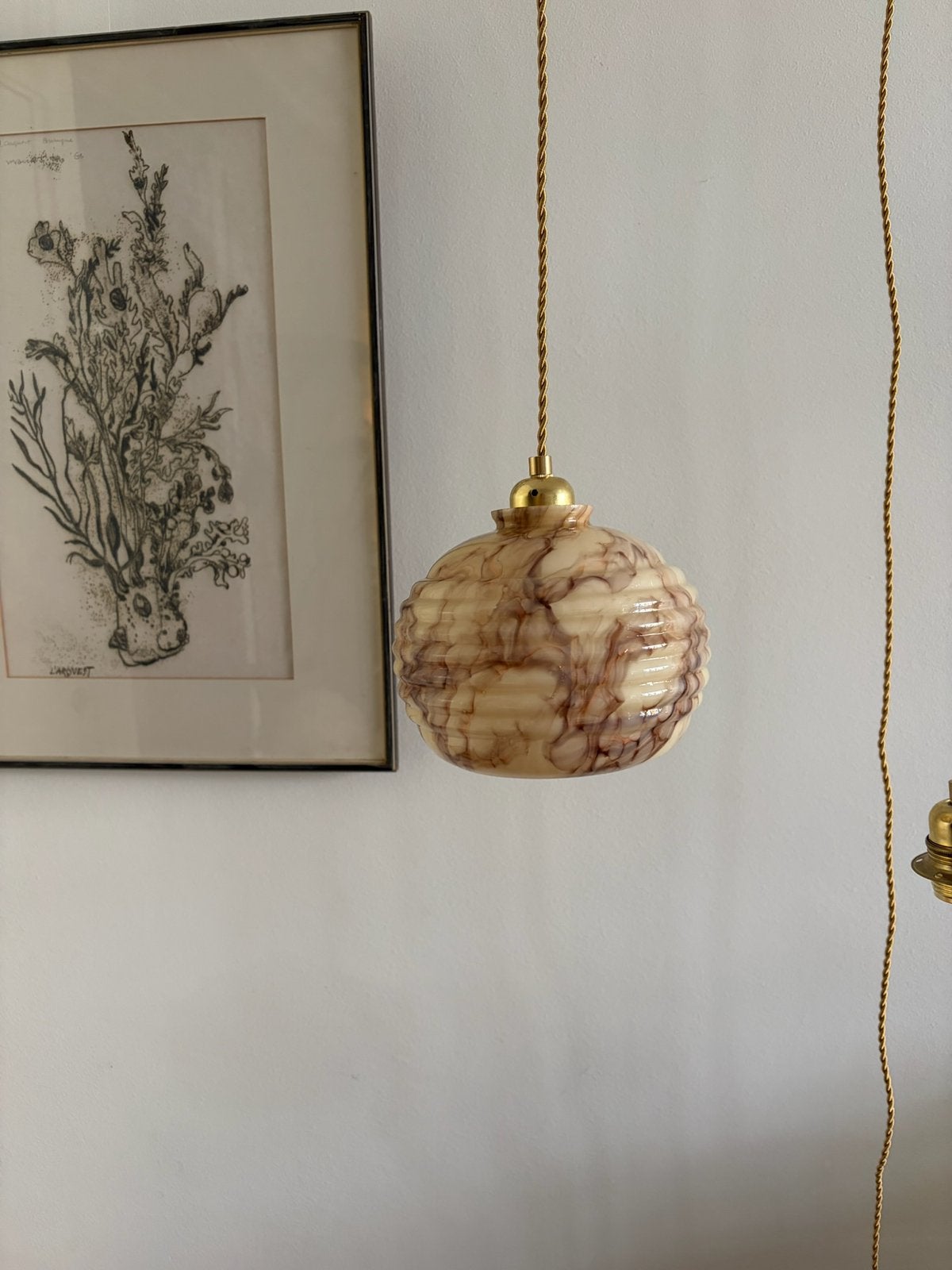 Originele Art Deco lampenkap gemarmerd opaalglas jaren 30, Ophalen of Verzenden, Zo goed als nieuw